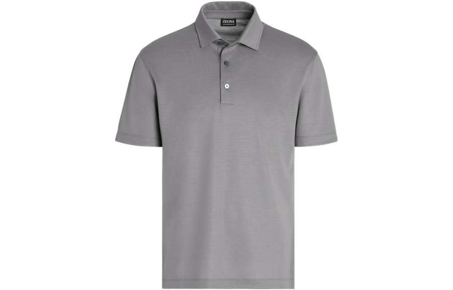 Zzegna Polo Shirts Men's Gray Polo Collar Moderate Straight Fit