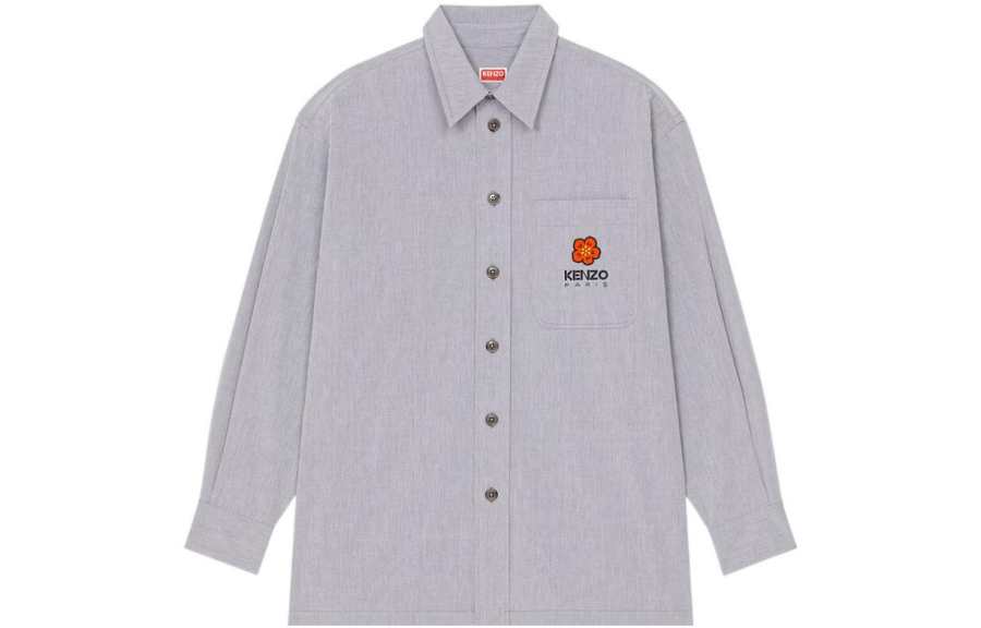 KENZO 【Previous Season】logo-embroidered cotton shirt