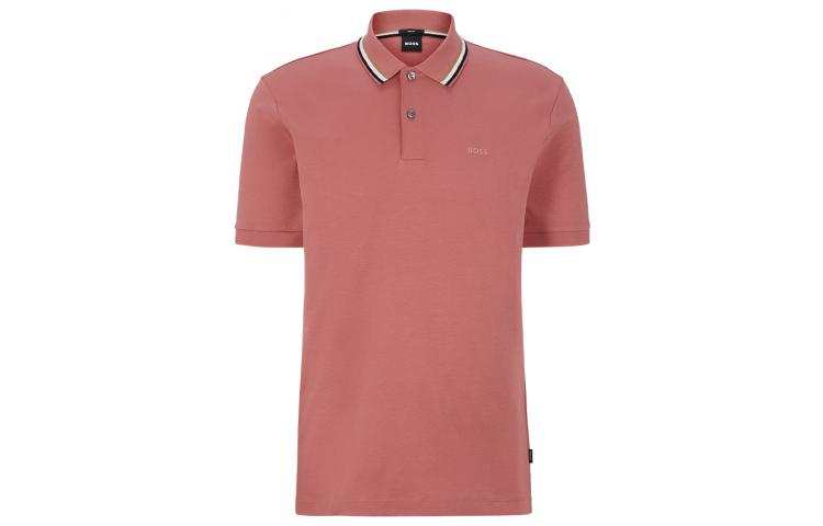 HUGO BOSS SS23 Performance Polo Shirts Men's Light Pink Polo Collar Moderate Straight Fit