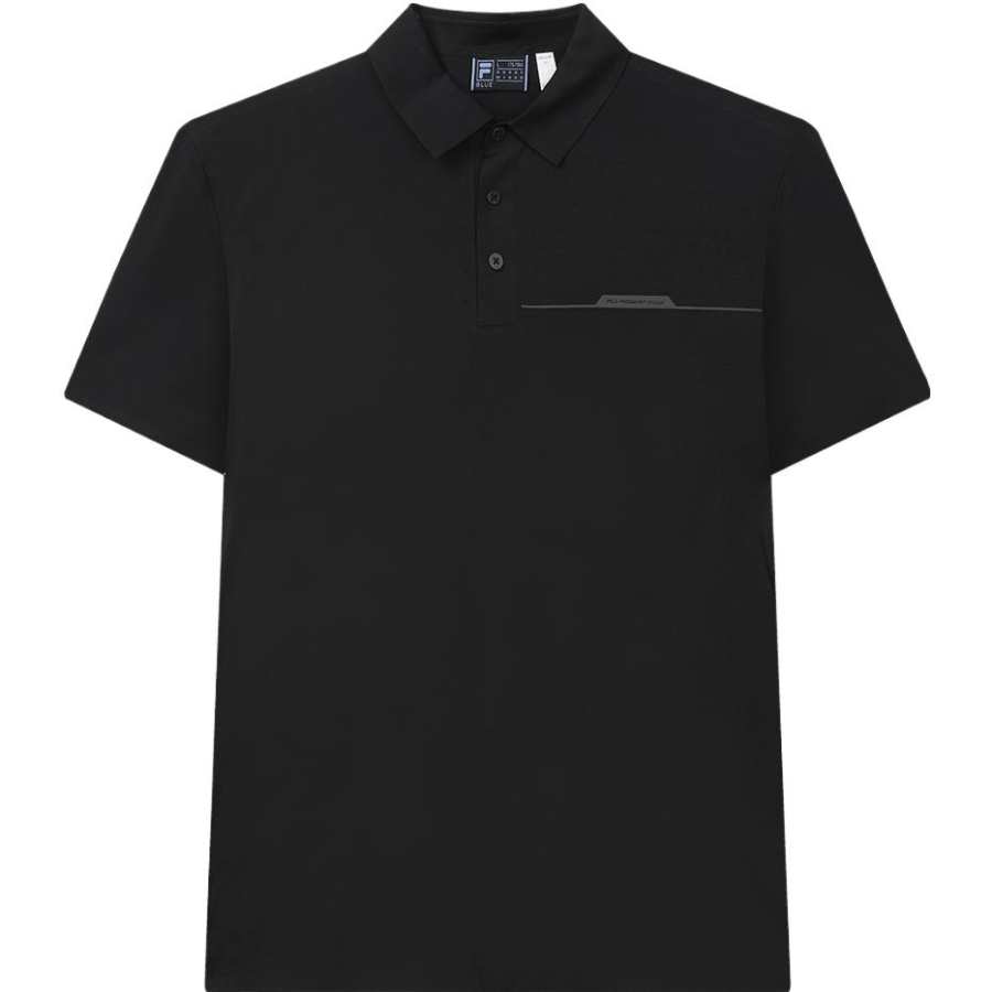 FILA Polo Shirts Men's Black Polo Collar Moderate Straight Fit