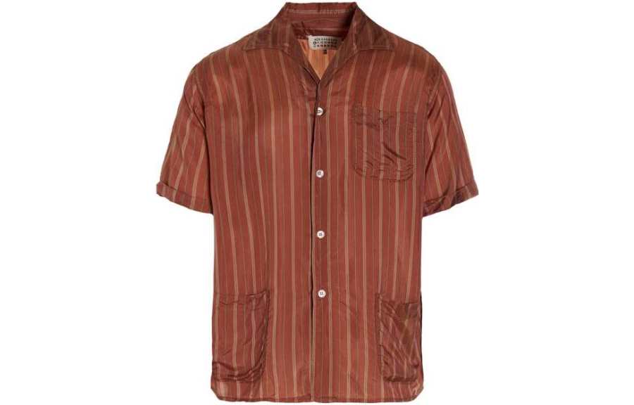 Maison Margiela Shirts Men's Red Brown Lapel