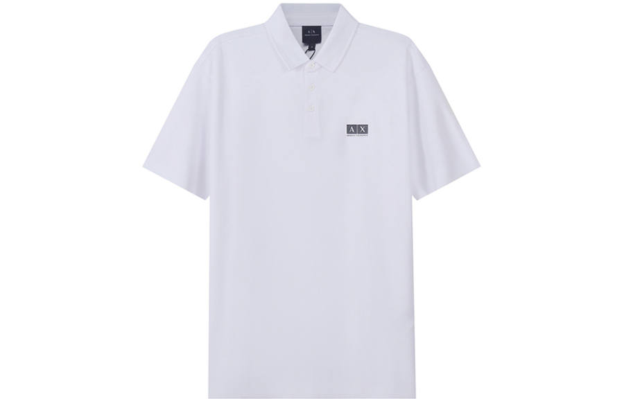 ARMANI EXCHANGE Polo Shirts Men's White Polo Collar Moderate Straight Fit