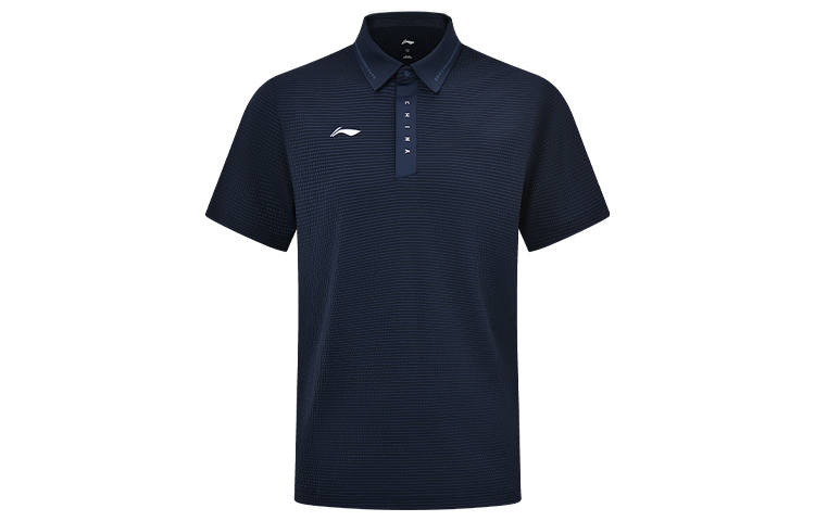 Li-Ning Li Ning Polo Shirts Men's Ink Blue Polo Collar Moderate Straight Fit