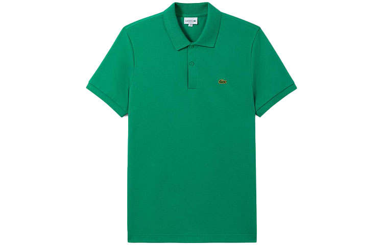 LACOSTE Polo Shirts Men's Green Polo Collar Moderate Straight Fit