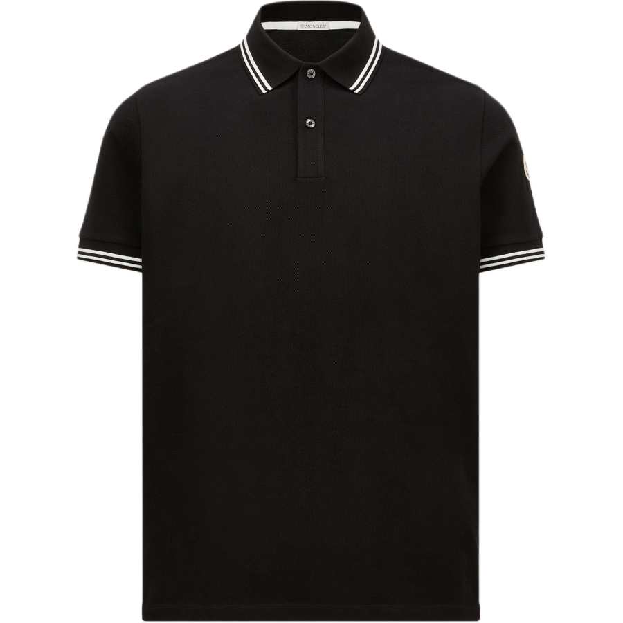 Moncler Striped Trim Polo Shirt Men's Black