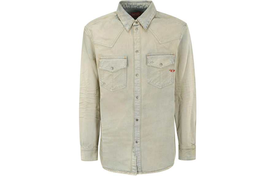 DIESEL D-Ocean Logo Embroidered Denim Shirt