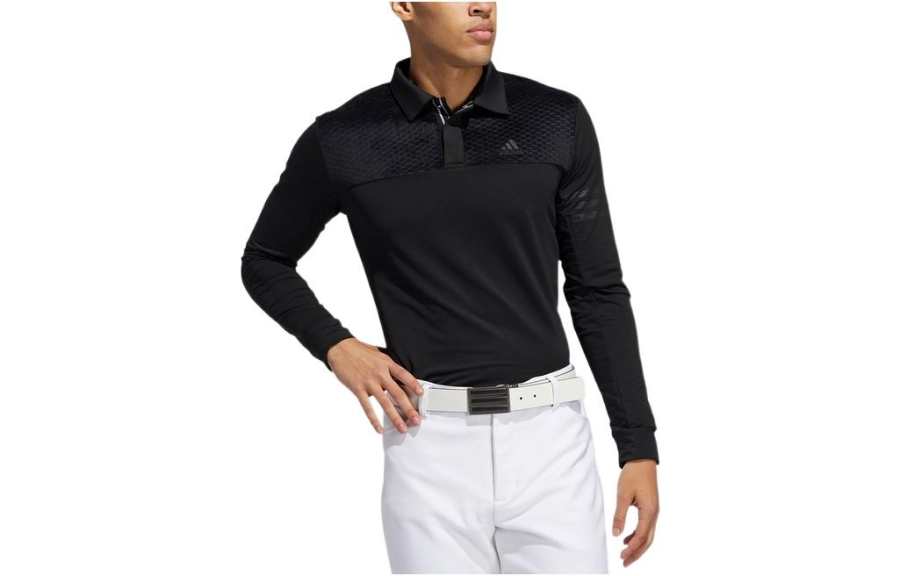 Adidas Adidas Polo Shirts Men's Black Polo Collar Moderate Straight Fit