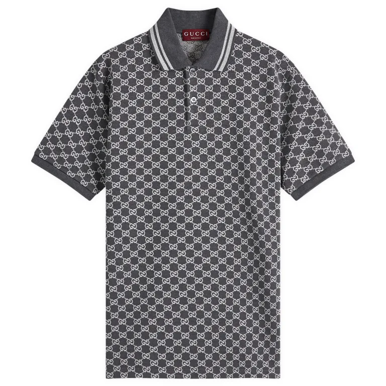 GUCCI Gg Cotton Lamé Jacquard Polo Shirt
