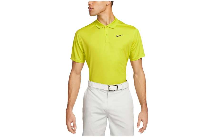 Nike Nike Polo Shirts Men's Yellow Green Polo Collar Moderate Straight Fit
