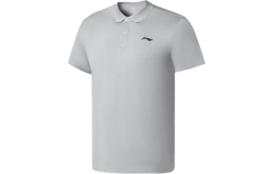 Li-Ning Li Ning Fitness Series Polo Shirts Men's Heather Gray Polo Collar Moderate Straight Fit
