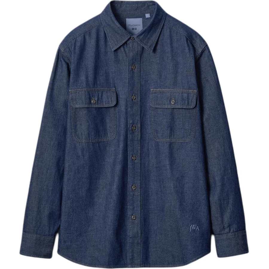 UNIQLO X JW Anderson Shirts Unisex Dark Blue Lapel Moderate Denim
