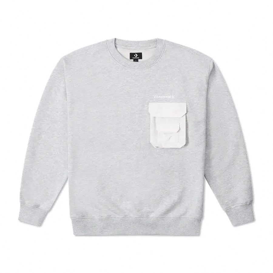 Converse Converse Sweatshirts Men's Gray Crew Neck Moderate Regular