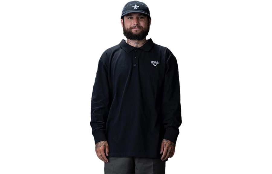 Dickies Polo Shirts Men's Knitted Fabric Black Polo Collar Moderate Straight Fit
