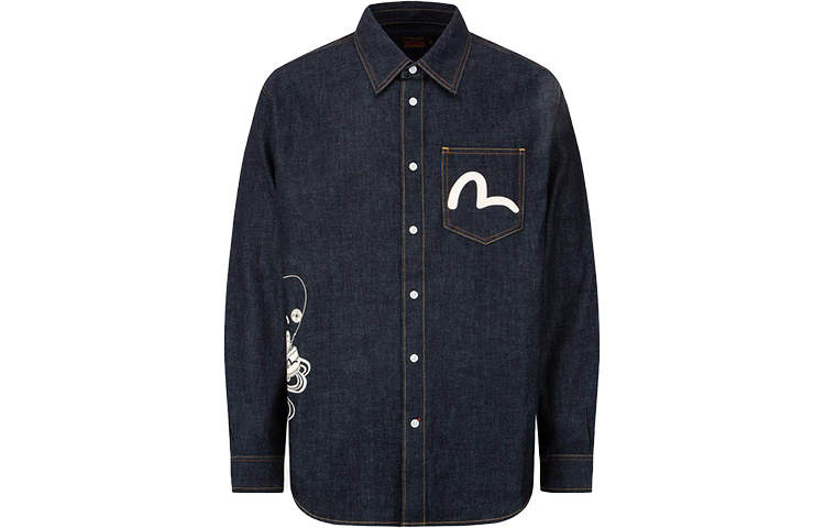 EVISU EVISU Shirts Men's Denim Blue Lapel Moderate Other