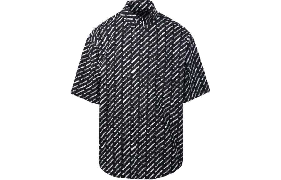 Balenciaga Allover Logo Printed Large Fit Shirt