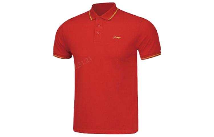 Li-Ning Li Ning Polo Shirts Men's Red Polo Collar Moderate Straight Fit