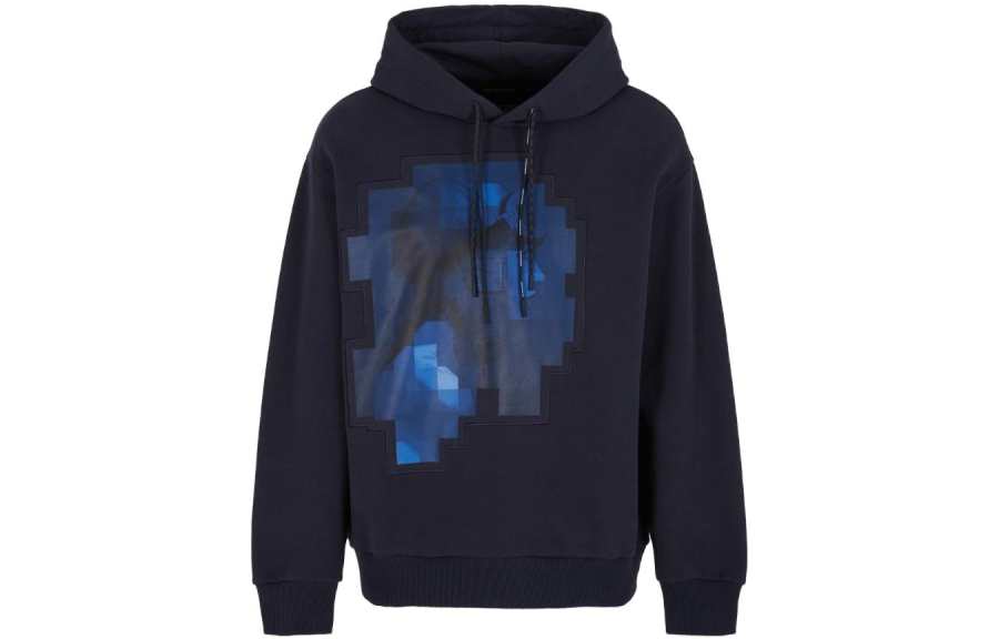 EMPORIO ARMANI Sweatshirts Men's Blue Hooded Moderate Regular