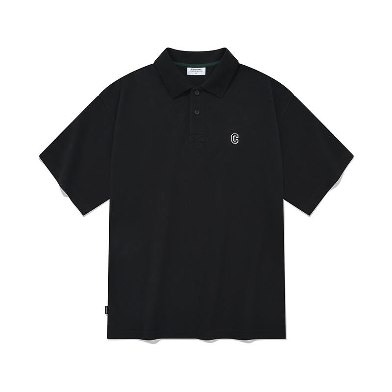 COVERNAT Polo Shirts Unisex Black Polo Collar Moderate Straight Fit