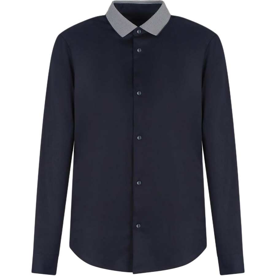 Armani Exchange tipped collar cotton shirt