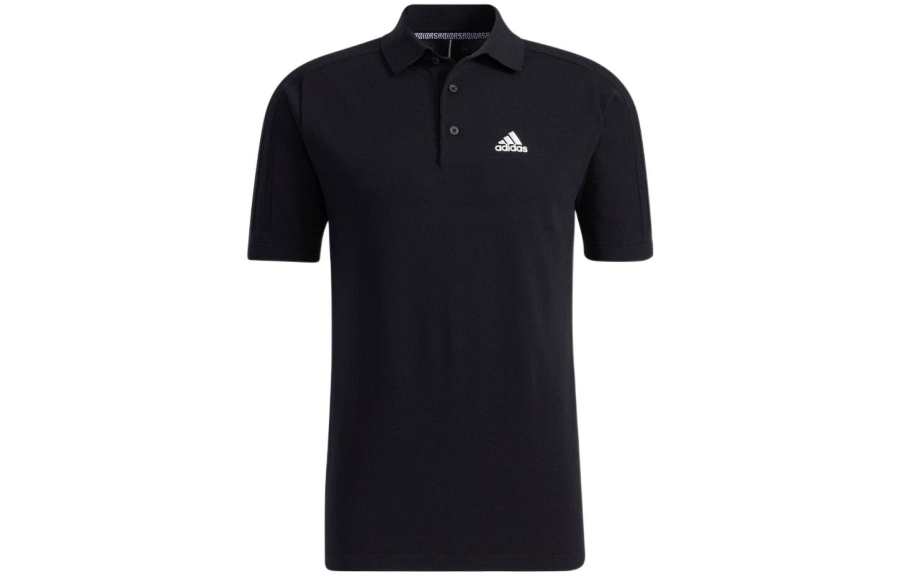 Adidas Adidas Polo Shirts Men's Black Polo Collar Moderate Straight Fit