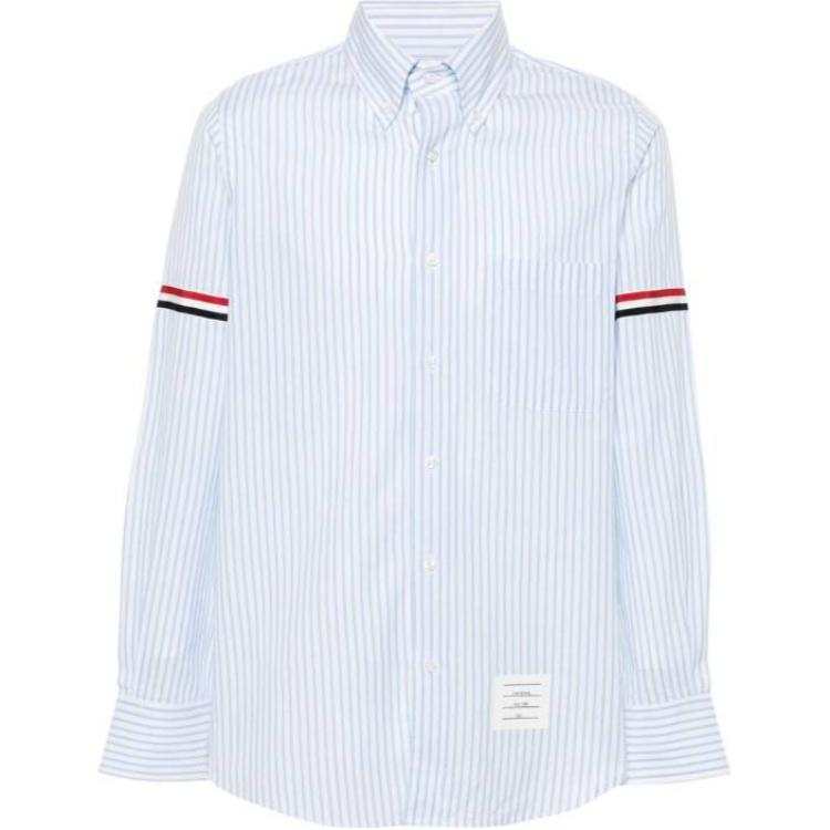 THOM BROWNE THOM BROWNE RWB Striped Curved Hem Shirt