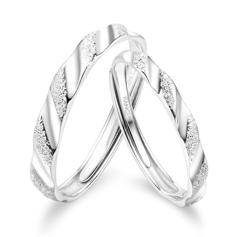 FANCI 925 Sterling Silver 999 Fine Silver Ring Pair Unisex