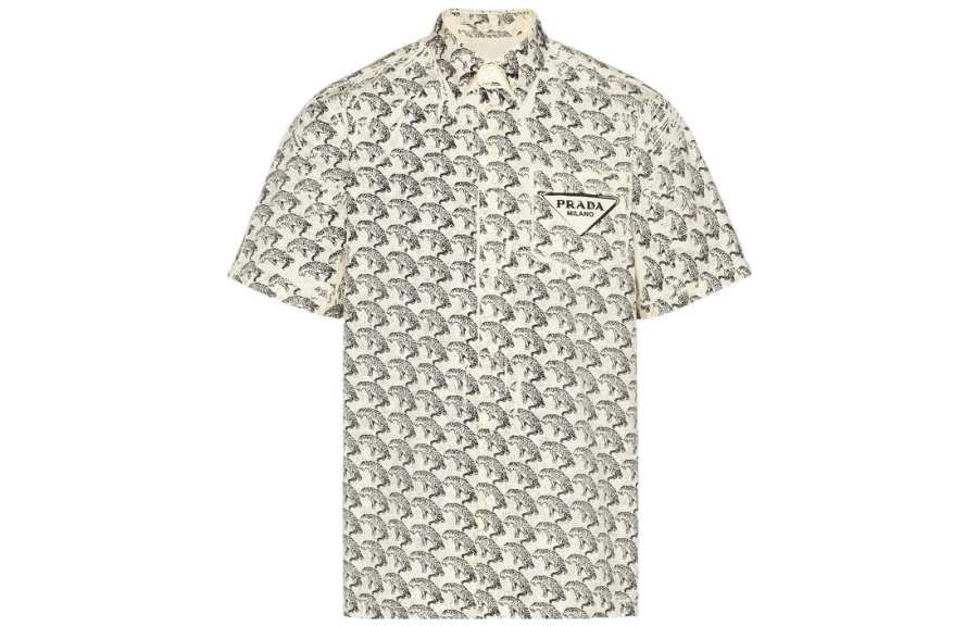 PRADA PRADA Shirts Men's White Stand Collar Moderate
