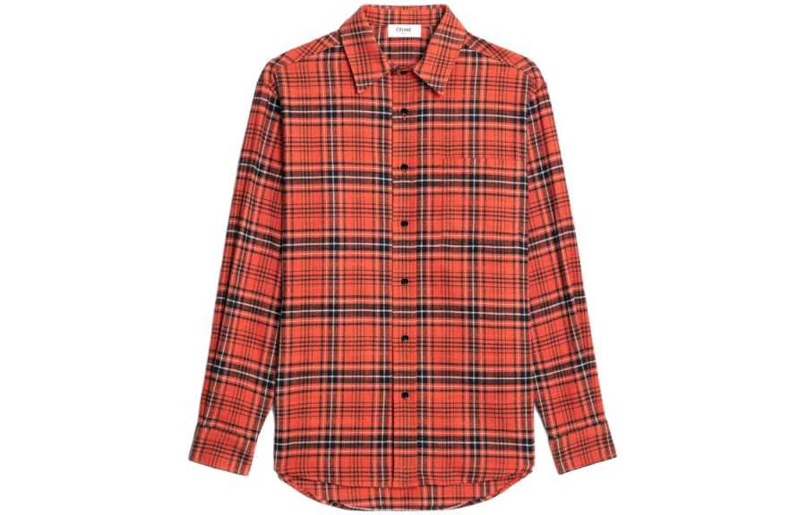 CELINE CELINE Shirts Men's Orange Lapel Moderate