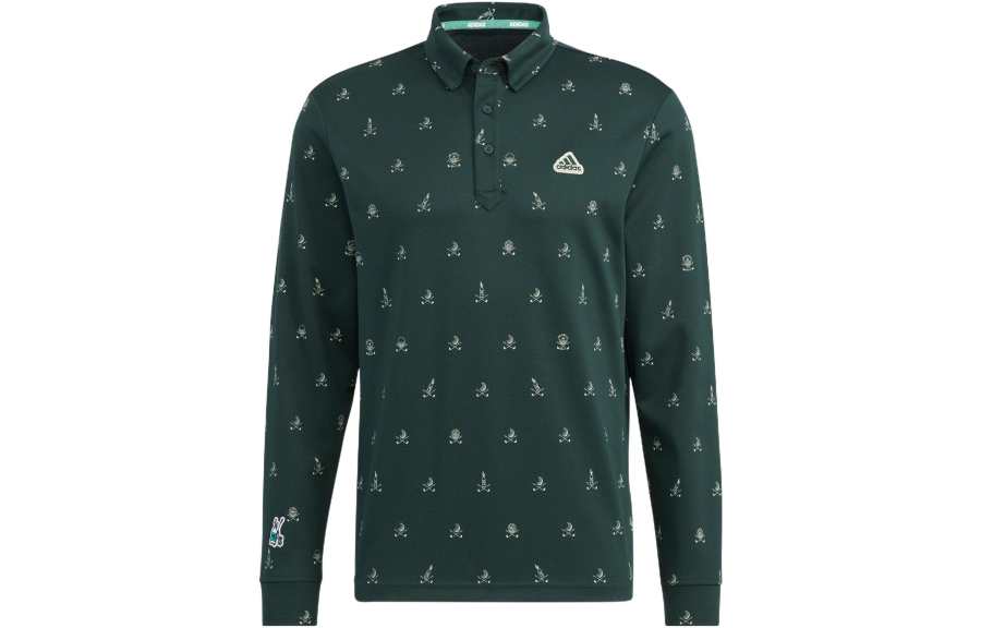 Adidas Adidas Polo Shirts Men's Green Polo Collar Moderate Straight Fit