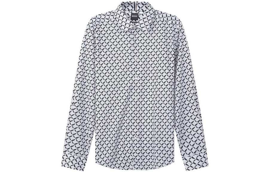 HUGO BOSS Shirts Men's White Lapel Moderate Other