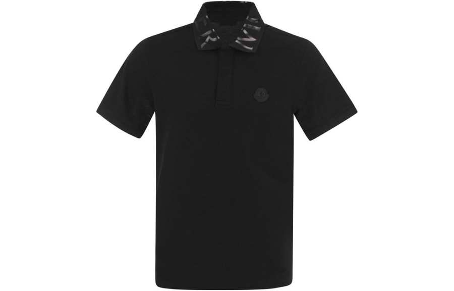 Moncler SS22 Polo Shirts Men's Black Polo Collar Moderate Straight Fit