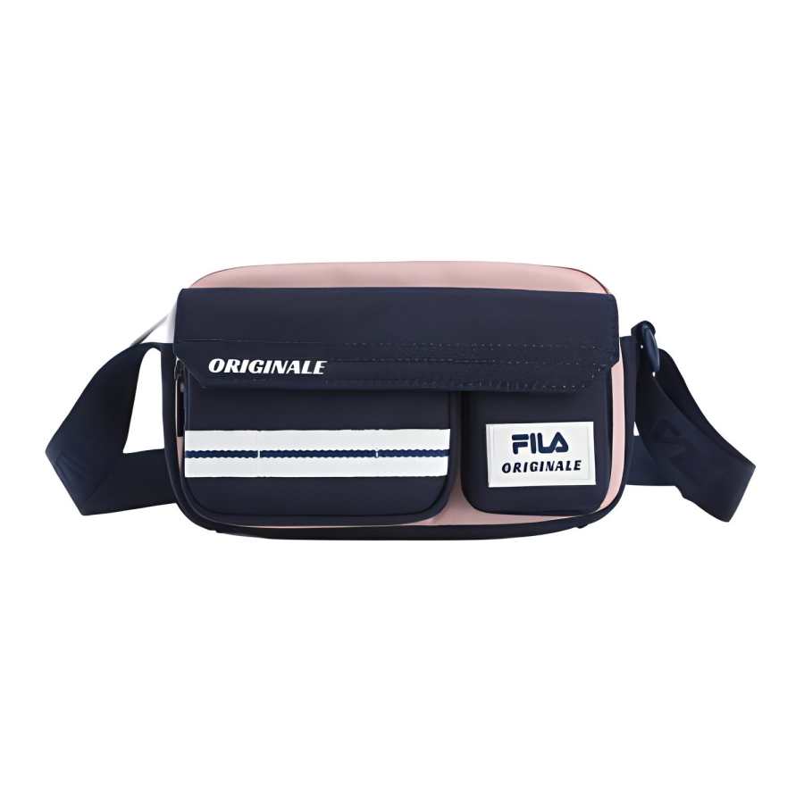 FILA Fabric Crossbody Bag, Shoulder Bag Unisex Marine Blue & Pink
