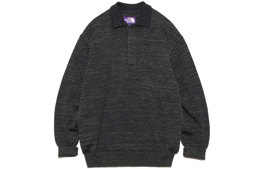 THE NORTH FACE PURPLE LABEL Polo Shirts Men's Gray Moderate Straight Fit