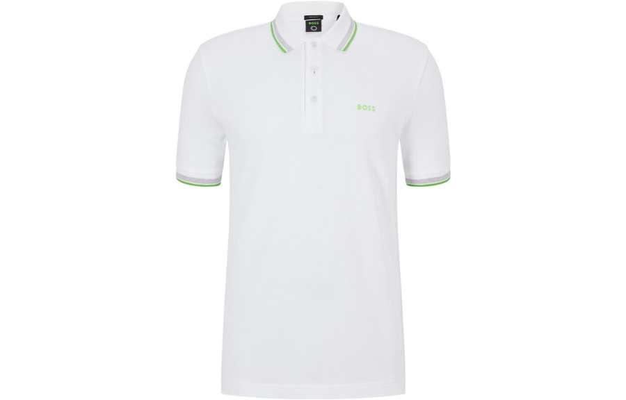 HUGO BOSS Polo Shirts Men's White Polo Collar Moderate Straight Fit