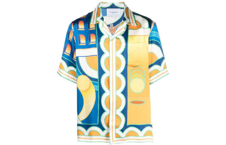 CASABLANCA Cuban Collar Short Sleeve Shirt