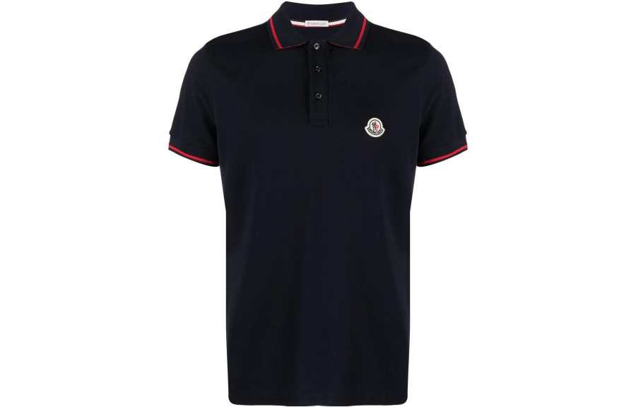 Moncler Polo Shirts Men's Black Polo Collar Moderate Straight Fit
