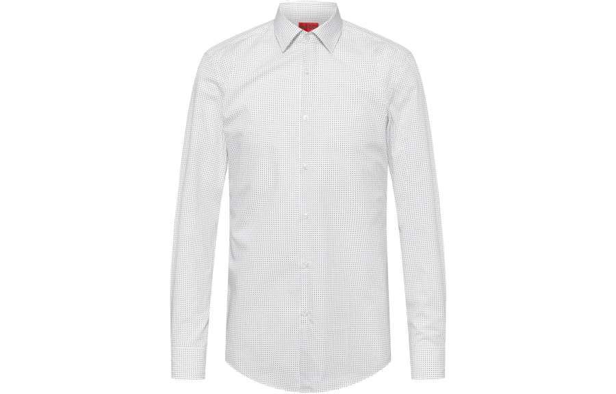 HUGO BOSS Shirts Men's White Lapel Moderate