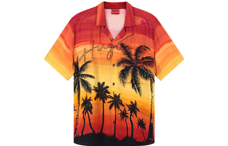 HUGO BOSS Short Sleeved Shirt Men's Orange