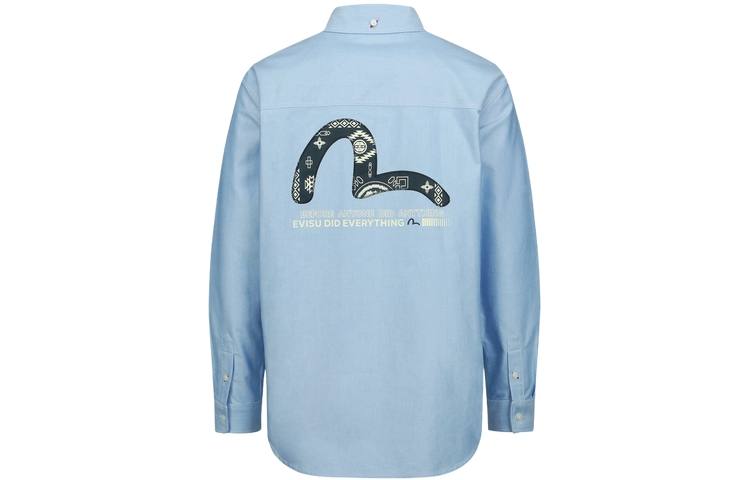 EVISU EVISU Shirts Men's Blue Lapel Moderate Other