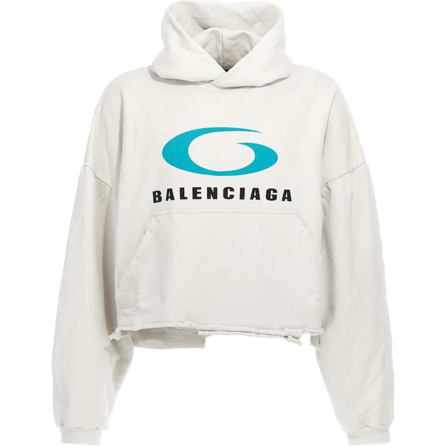 Balenciaga Loop Sports Icon Destroyed Cropped Hoodie