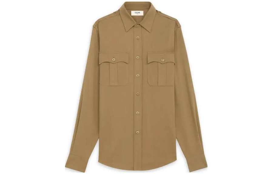 CELINE CELINE Shirts Men's Brown Pointed Collar Moderate Other