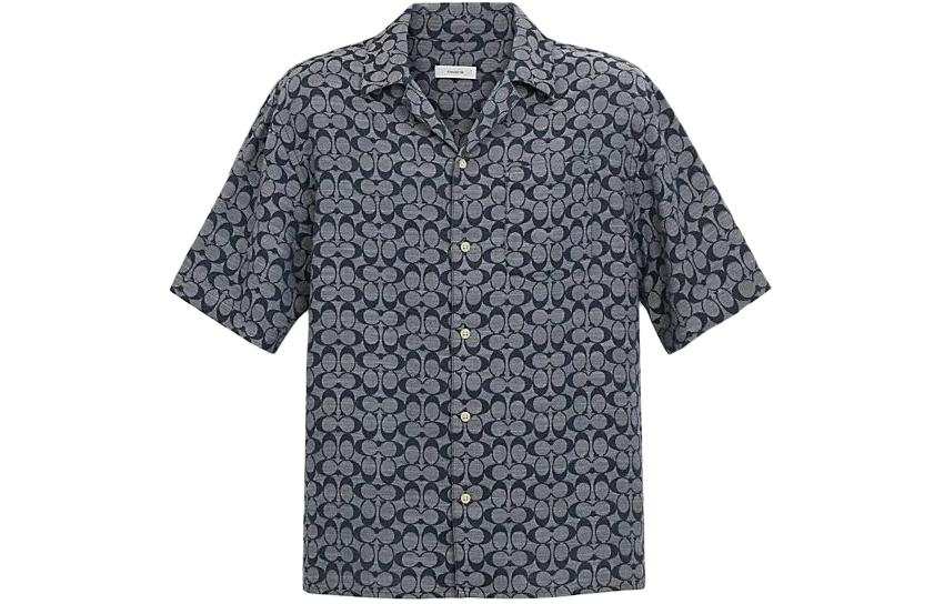COACH COACH Shirts Men's Blue Cuban Collar Moderate Other