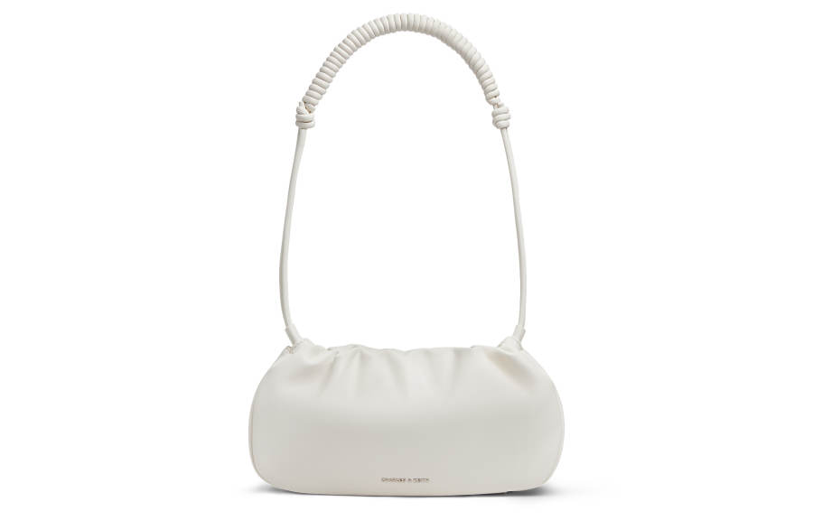 CHARLES&KEITH Pu Shoulder Bag Small Women's Cream Milk White/Russet Brown Tawny