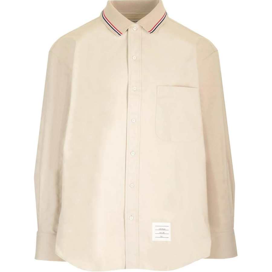 THOM BROWNE THOM BROWNE Rwb Striped Curved Hem Shirt