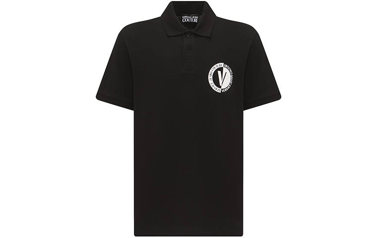 VERSACE JEANS COUTURE 【Zoomed ImageryPrevious Season】logo-print cotton polo shirt