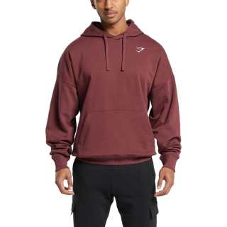 GYMSHARK CREST OVERSIZED HOODIE Sweatshirt Men's Burgundy