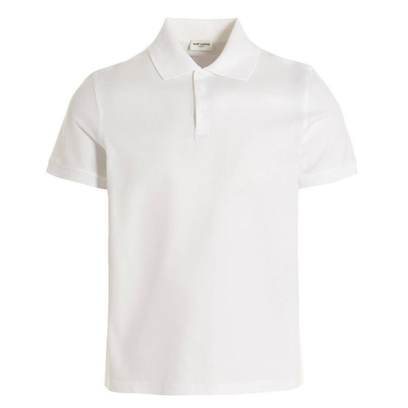 SAINT LAURENT Cassandre Logo Embroidered Polo Shirt