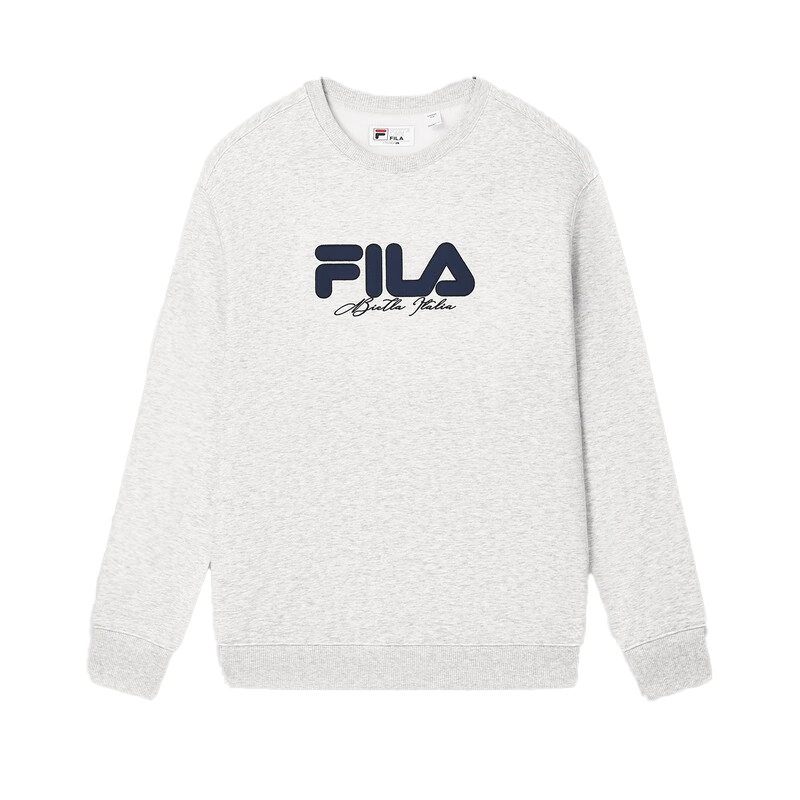 FILA ORIGINALE Crew Neck Pullover Loose Fit Fleece Lined Sweatshirt Unisex Moon Whisper Heather Gray