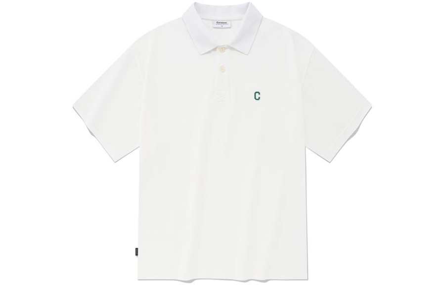 COVERNAT Polo Shirts Men's White Polo Collar Moderate Straight Fit