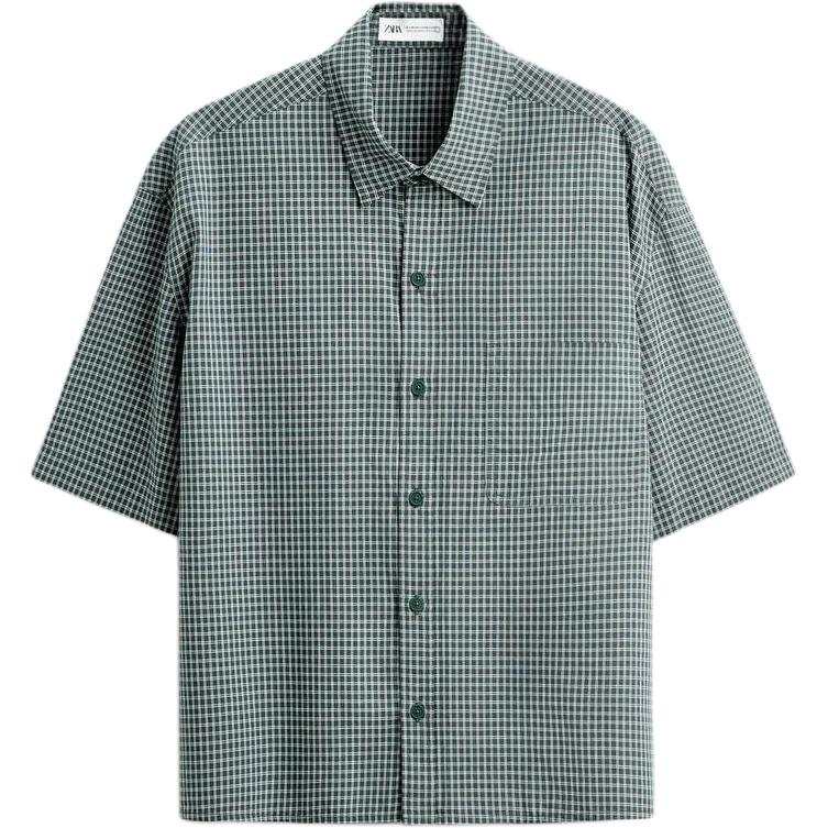 ZARA ZARA Shirts Men's Green Lapel Moderate